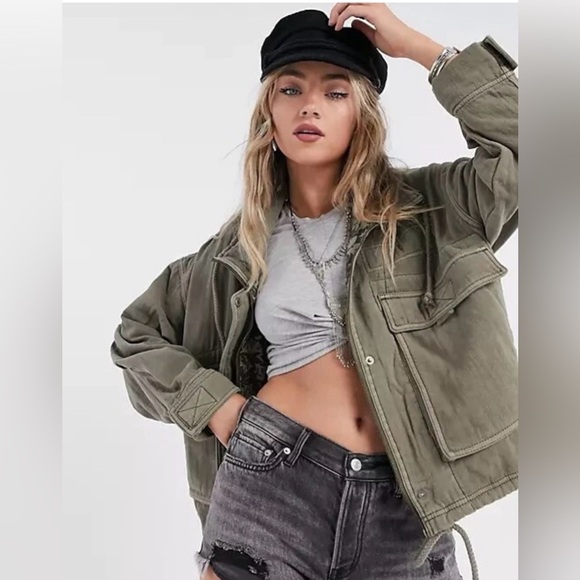 Free People Eyes On You Surplus Jacket Green - Picture 3 of 10